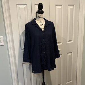 White Stag Navy Women's Button-Down Shirt